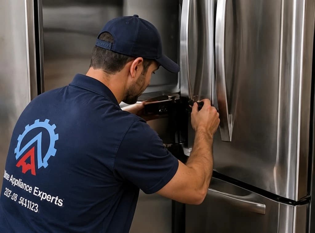 Technician repairing an oven